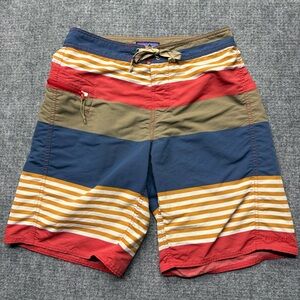 Patagonia Board Shorts Mens 30 Striped Wavefarer Swim Trunks Zip Pocket 86558